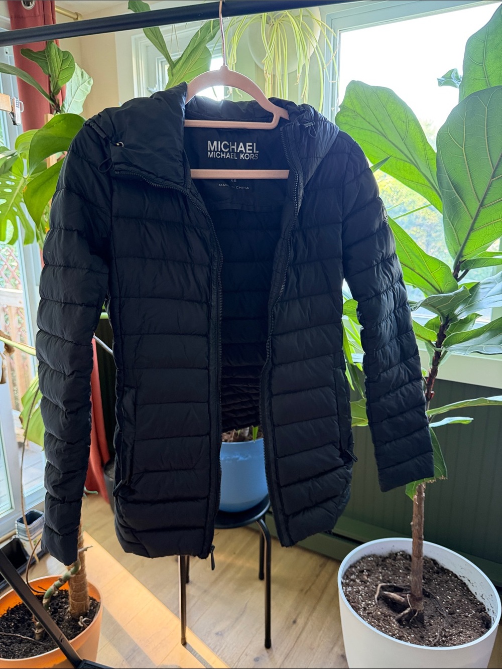 MICHAEL Michael Kors Black Packable Hooded Puffer Coat